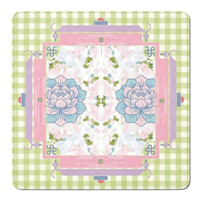 Gingham Peony Mahjong Mat