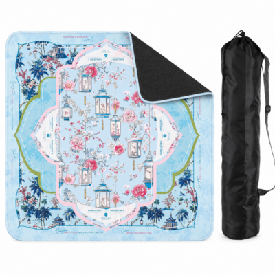 Blue Floral Mahjong Mat