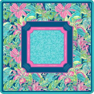 Preppy Teal Hibiscus Mahjong Mat