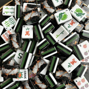 Black Gold Marble Mahjong Tiles