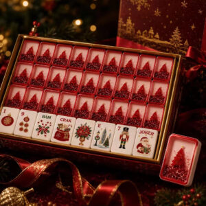 Red Christmas Glow Mahjong Tiles