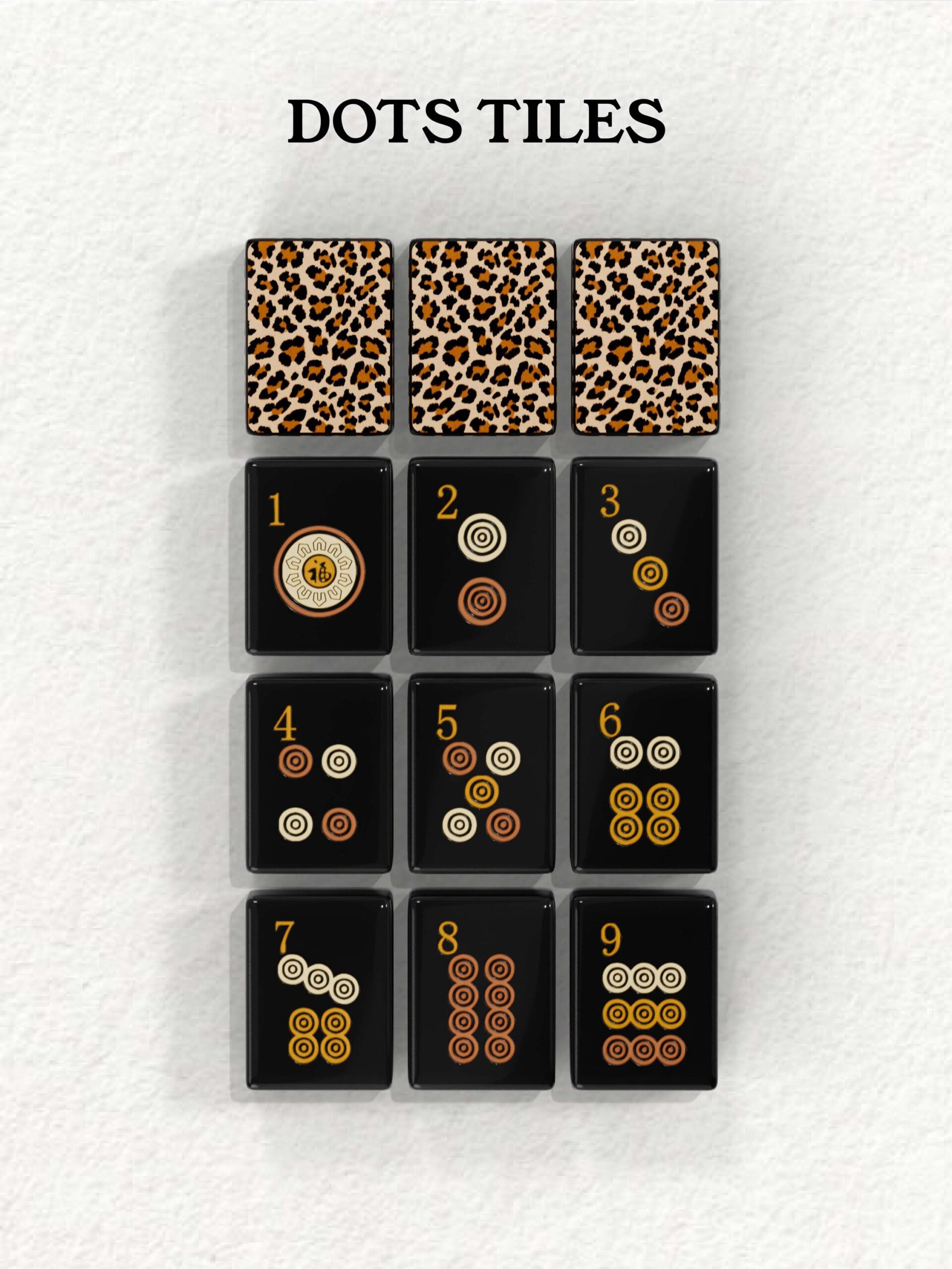 Black Leopard Taiwanese Mahjong Tiles detail view 4