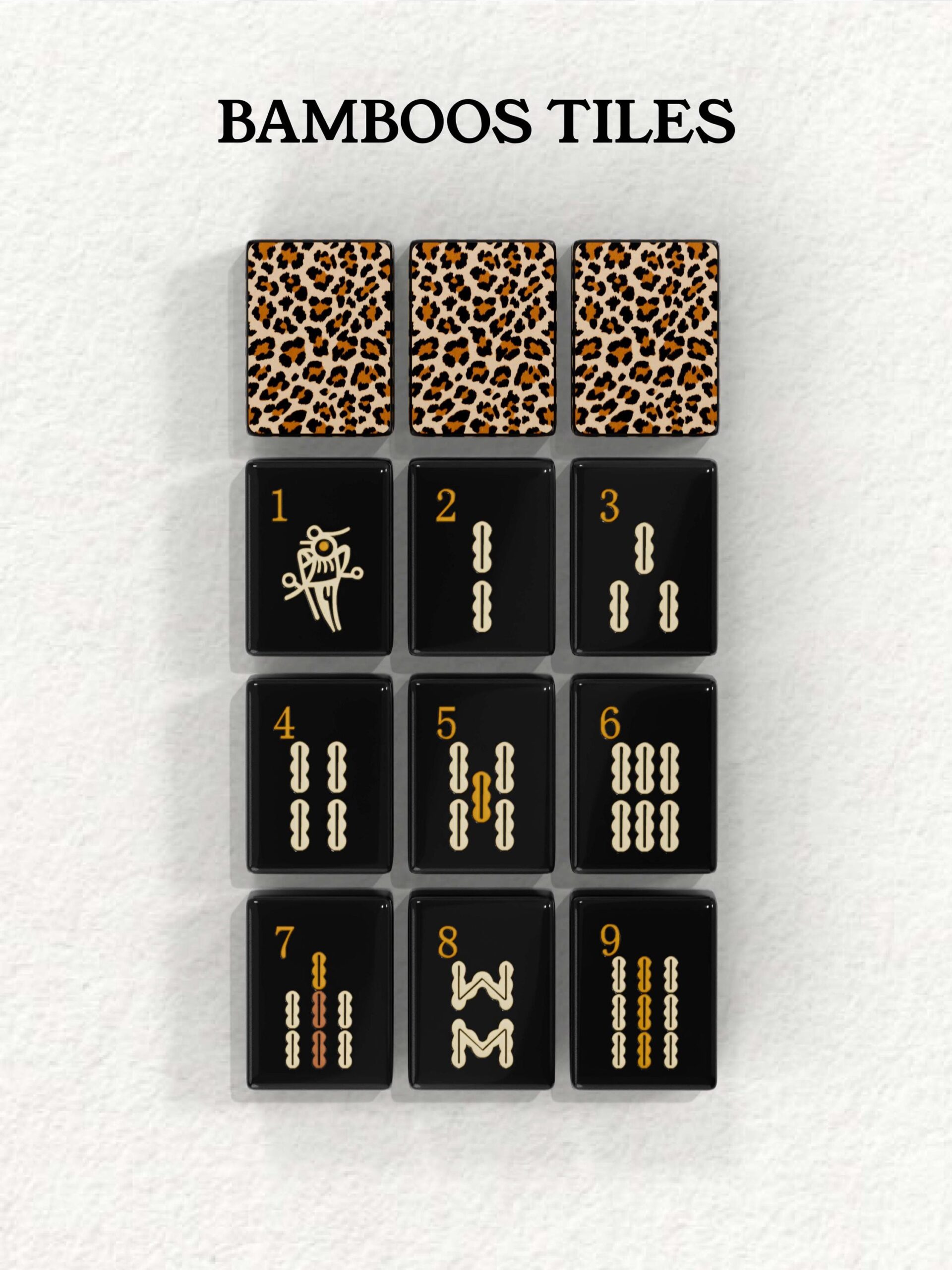 Black Leopard Taiwanese Mahjong Tiles detail view 5