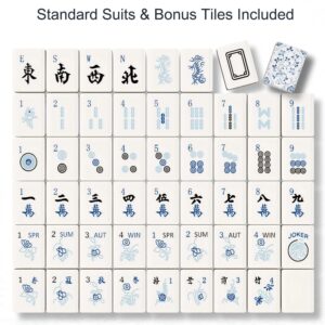 Blue Porcelain Floral Mahjong Tiles detail view 3