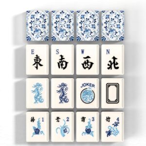 Blue Porcelain Floral Mahjong Tiles detail view 4