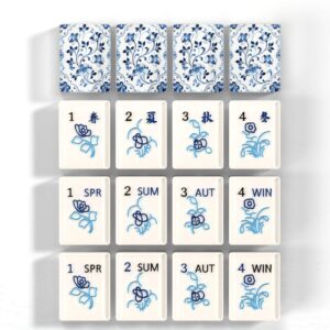 Blue Porcelain Floral Mahjong Tiles detail view 5